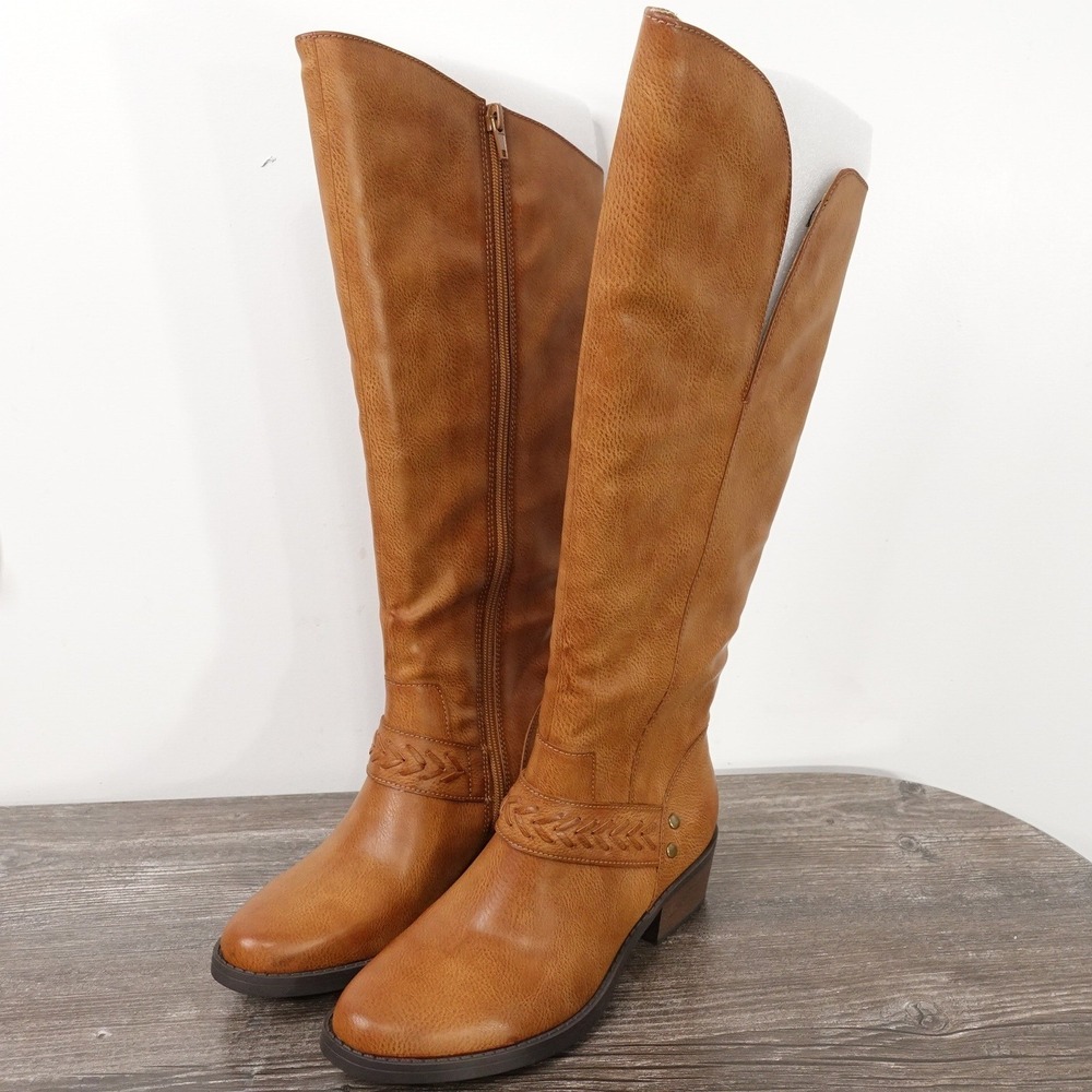 New! Frye & Co Harland Riding Boots Women 6 Brown New Knee High Braided Zip